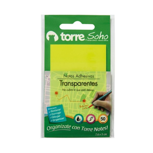 BL. Torre Notes Transparente Amarillo 7,5 x 5 50 hjs