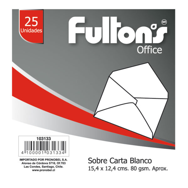SOBRE 154X125MM CTA. BLANCO 80 GSM FULTONS