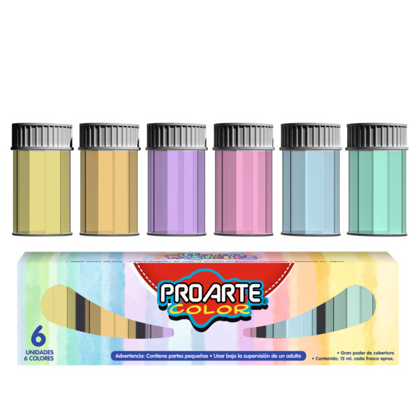Tempera Proarte pasteles 6col Frasco 15cc