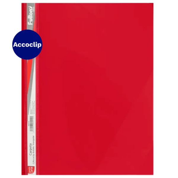CARPETA C/ACCOCLIP BOLS.TRIANGULAR CTA. VINIL ROJO FULTONS