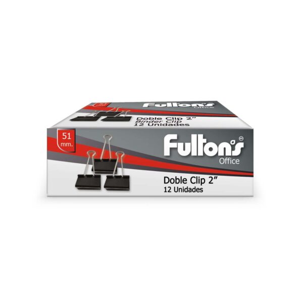 CLIP DOBLE NEGRO 51 MM. METALICO CJ C/12 SETS FULTONS