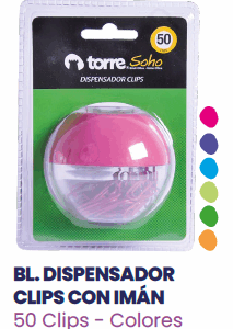 BL. DISPENSADOR CLIPS CON IMAN C/50 CLIPS