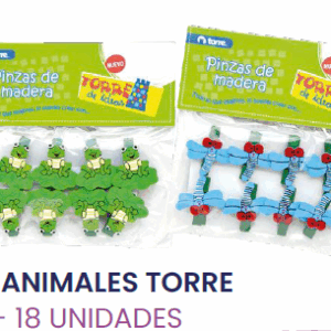 PINZAS DE MADERA ANIMALES TORRE