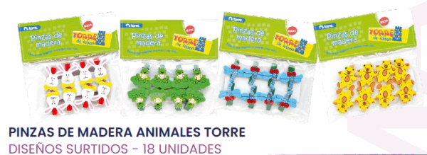 PINZAS DE MADERA ANIMALES TORRE