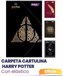 CARPETA CARTULINA CON ELASTICOS HARRY POTTER