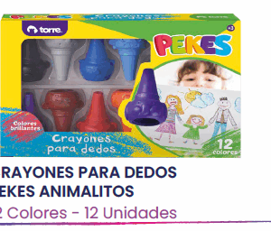 CRAYONES PARA DEDOS 12 COL PEKES TORRE