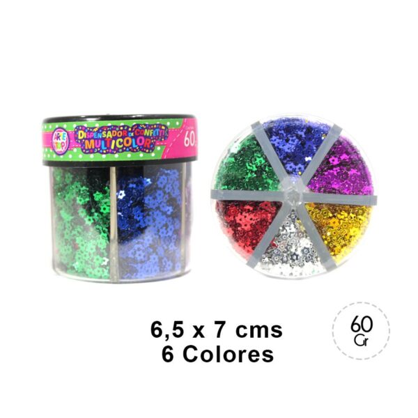 Frasco confetti 6 colores - Arte Top