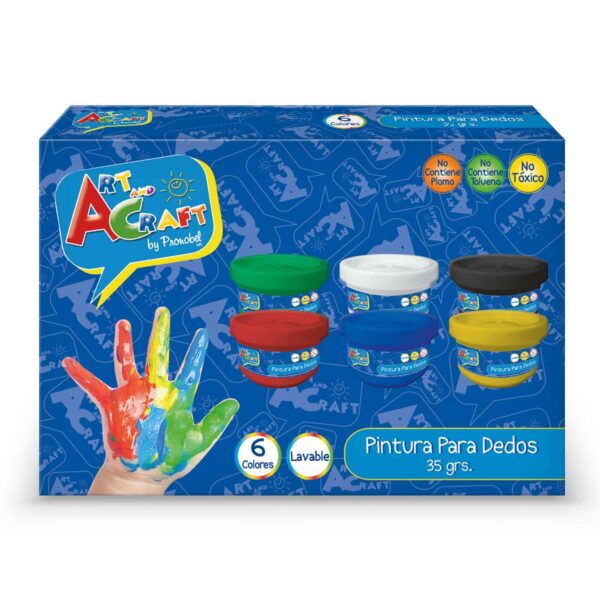 PINTURA PARA DEDOS 6 COLORES 35 GRS ART & CRAF