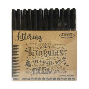 Set. Marcadores Lettering 12 puntas neg