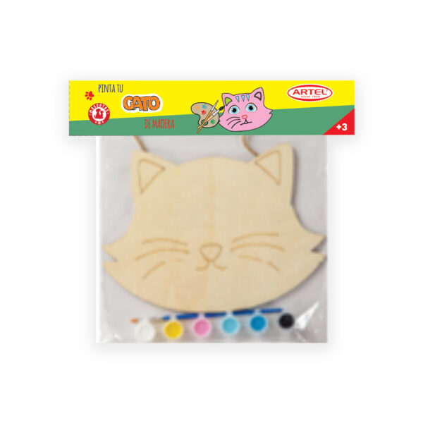Figura Madera Colorear Gato
