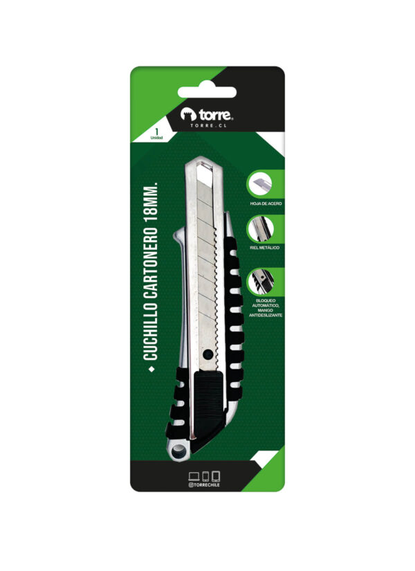 BL. CUCHILLO CARTONERO GRANDE ALUM 18 MM TORRE