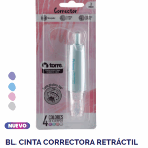 BL. CINTA CORRECTORA RETRACTIL COLORES PASTEL TORRE