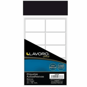 ETIQ. SOBRE AUTOADHESIVA 25 X 40 MM. BLANCA 100 UNI LAVORO